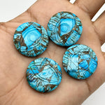 Load image into Gallery viewer, Copper Turquoise Evil Eye Shape Gemstone, AAA Copper Turquoise Hand Carved Stone Beads For Jewelry Making, 28 MM, Round Evil Eye Carving