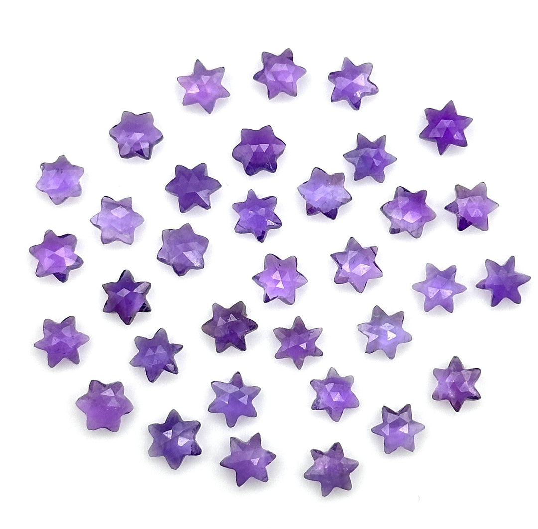 Super Cute Natural Amethyst Stars, Purple Amethyst Star Shape Beads, 6 MM Star Shape Gemstone for Jewlery, 6 Sides Carving Star Beads