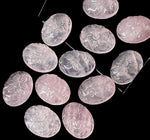 Load image into Gallery viewer, Natural Rose Quartz Carved Oval Shape Beads, Hand Carved Gemstone Beads, Loose Carving Beads 12X16 MM Rose Quartz Oval Charms