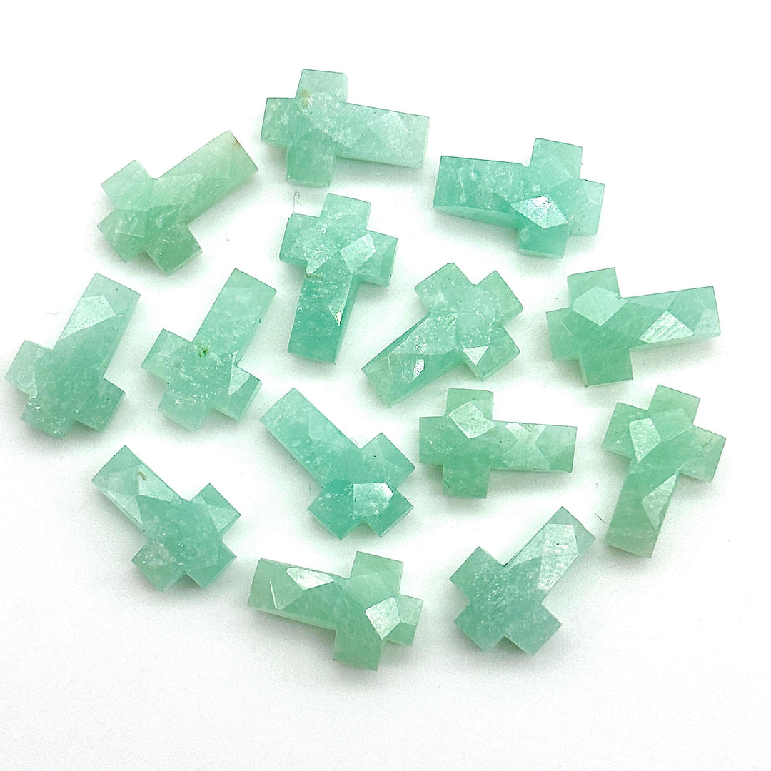 Natural Amazonite Cross Shape Briolettes, AAA Amazonite Gemstone Beads, Holy Cross Charm for Jewelry, 15 MM Jesus Lord Spiritual Beads