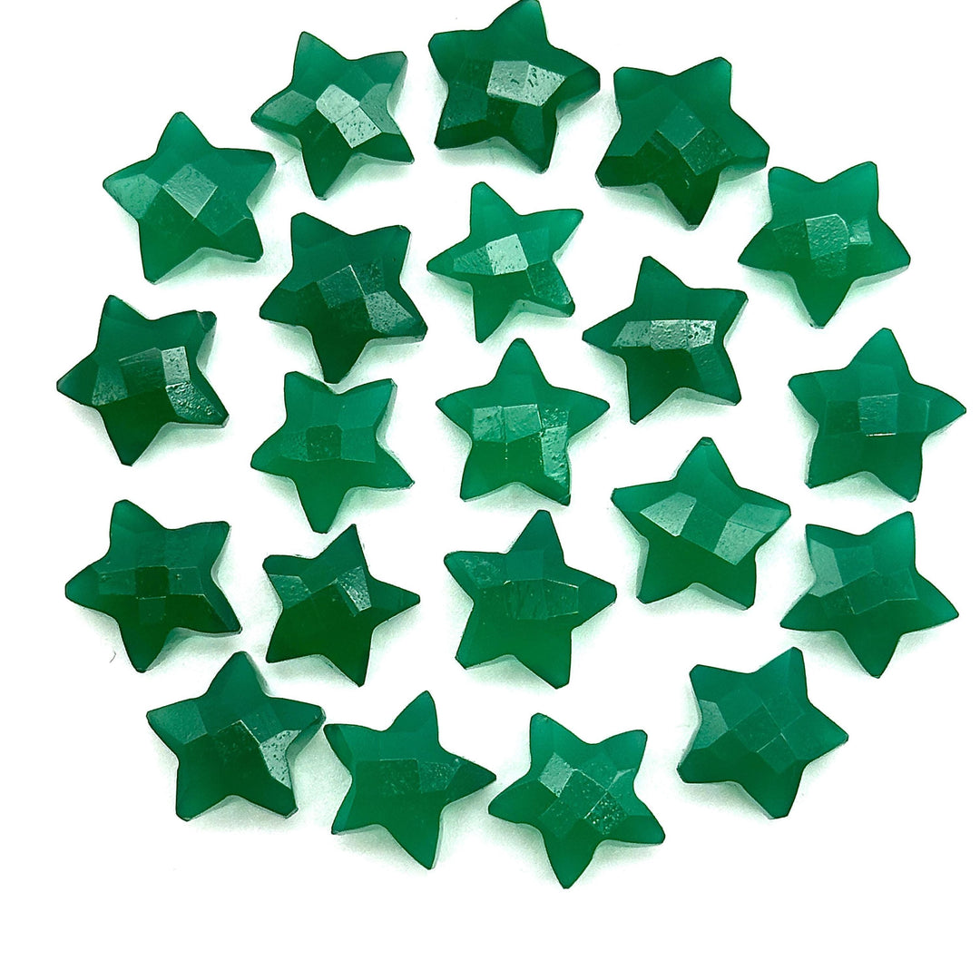Natural Green Onyx Star Shape Briolettes, Carved Star Shape Beads, Green Onyx Faceted Star Charms, Wholesale Loose Beads for Jewelry, 12 MM