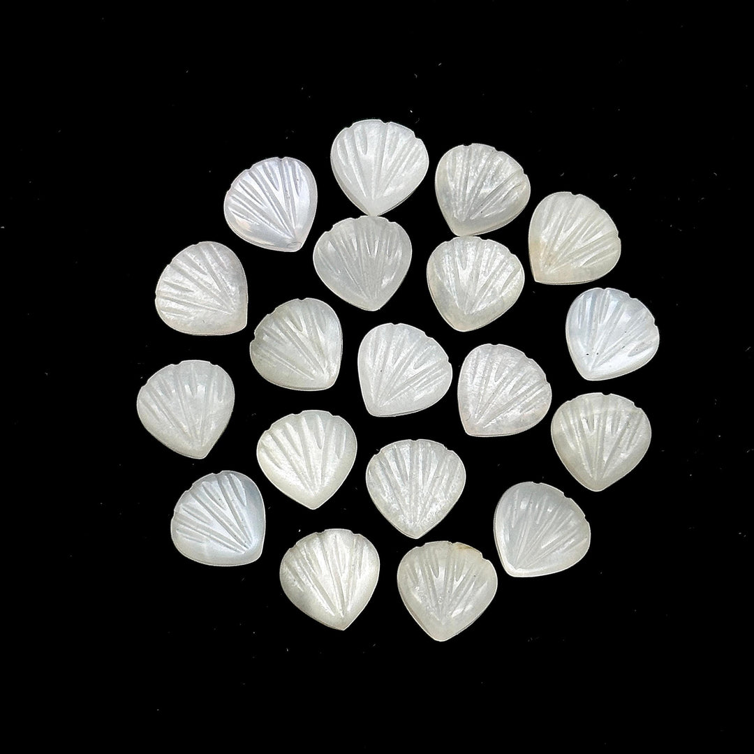 Natural White Moonstone Shell Shape Briolette's, Hand Carved Shell Beads, Fancy Shape Gemstone For Jewelry and Craft Making, 8 MM