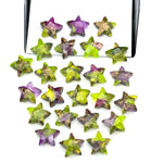 Load image into Gallery viewer, Rare Neon Green &amp; Purple Turquoise Star Shape Beads, Green Turquoise Faceted Star Beads, Gemstone Carvings, Hand Carved Charm Beads 10 MM