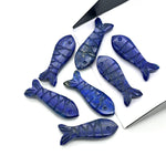 Load image into Gallery viewer, Lapis Lazuli Fish Beads: AAA Blue Briolettes, Carved Gemstone Charms