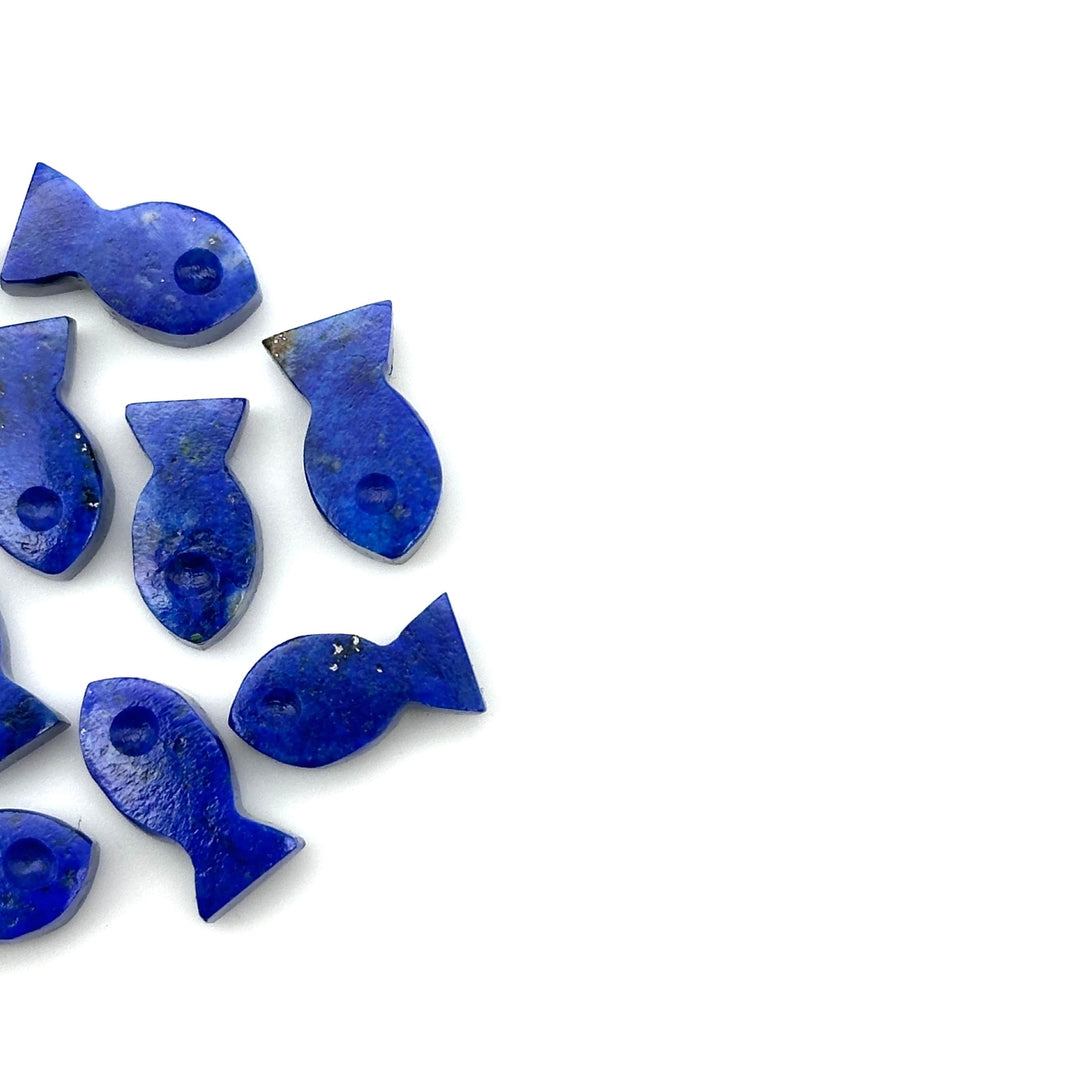 Natural Tiny Lapis Lazuli Fish Charm, Fish Shape Carved Gemstone, 7X14 MM Loose Gemstone Fishes, Healing Energy Fish Charms for Jewelry