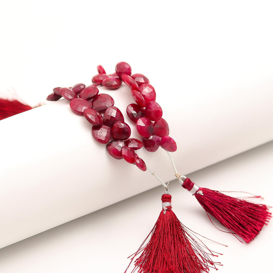 Ruby Faceted Heart Shape Beads, Red Ruby Corundum Heart Shape Carved Beads, 9-12 MM Hand Carved Heart Beads for Jewelry & Craft Making