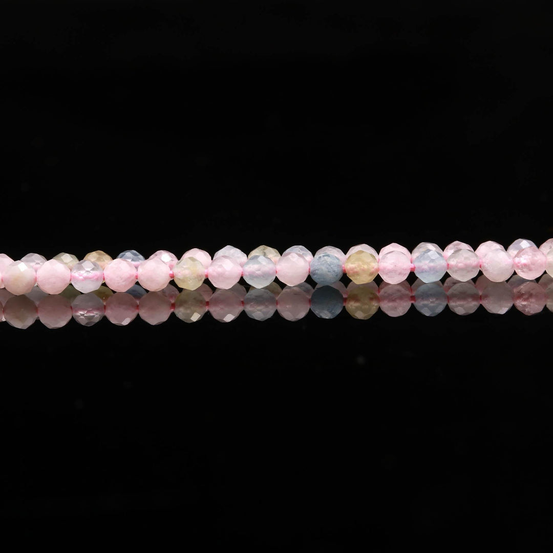 AAA Morganite Round Beads, Pink Morganite Micro Faceted Round Beads, Loose Crystal Beads for Jewelry Making, 13 Inches, 3 MM