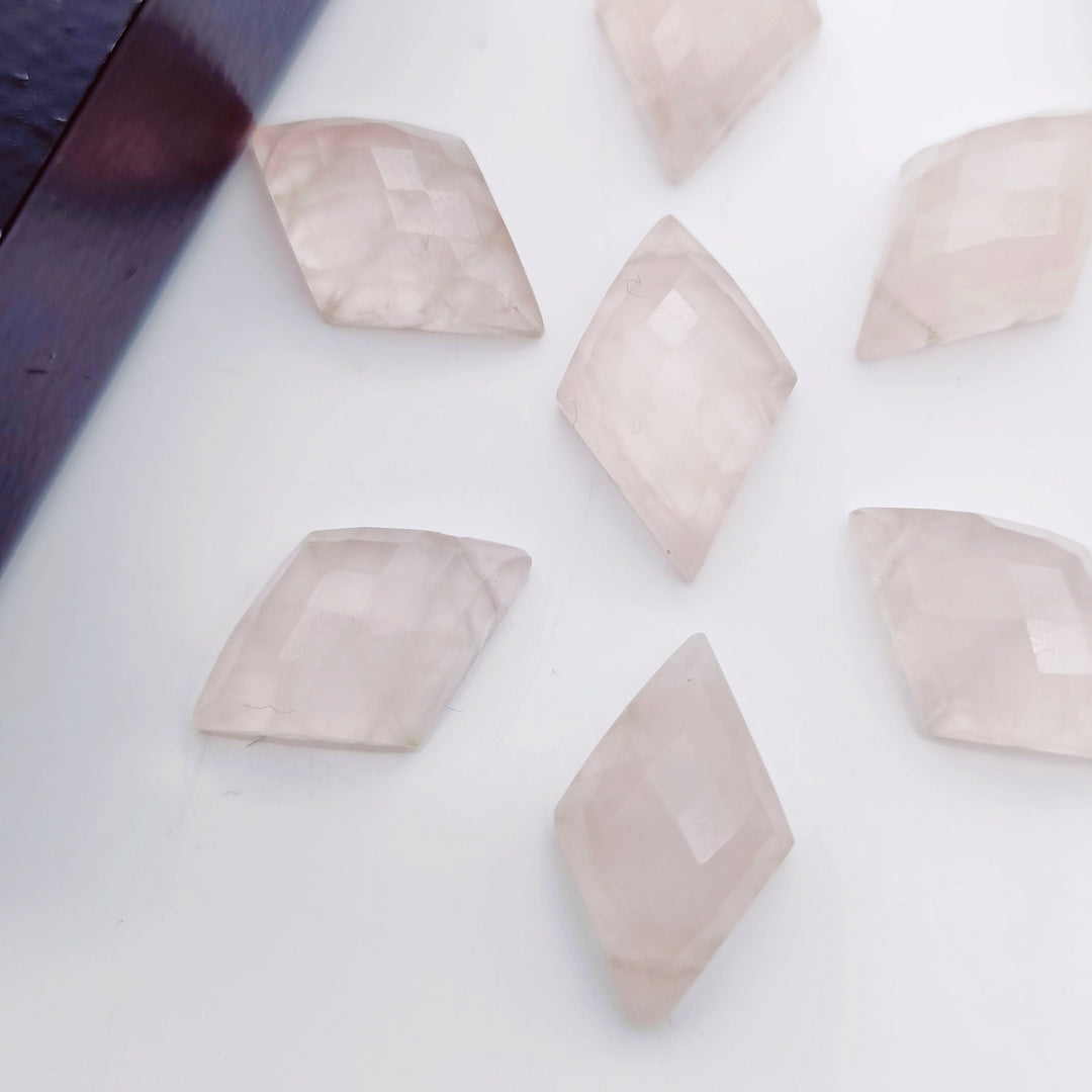 Natural Rose Quartz Fancy Shape Carving Beads, 16X10MM Pink Quartz Hand Carved Gemstone Beads, Backside Intersection Loose Beads for Jewelry