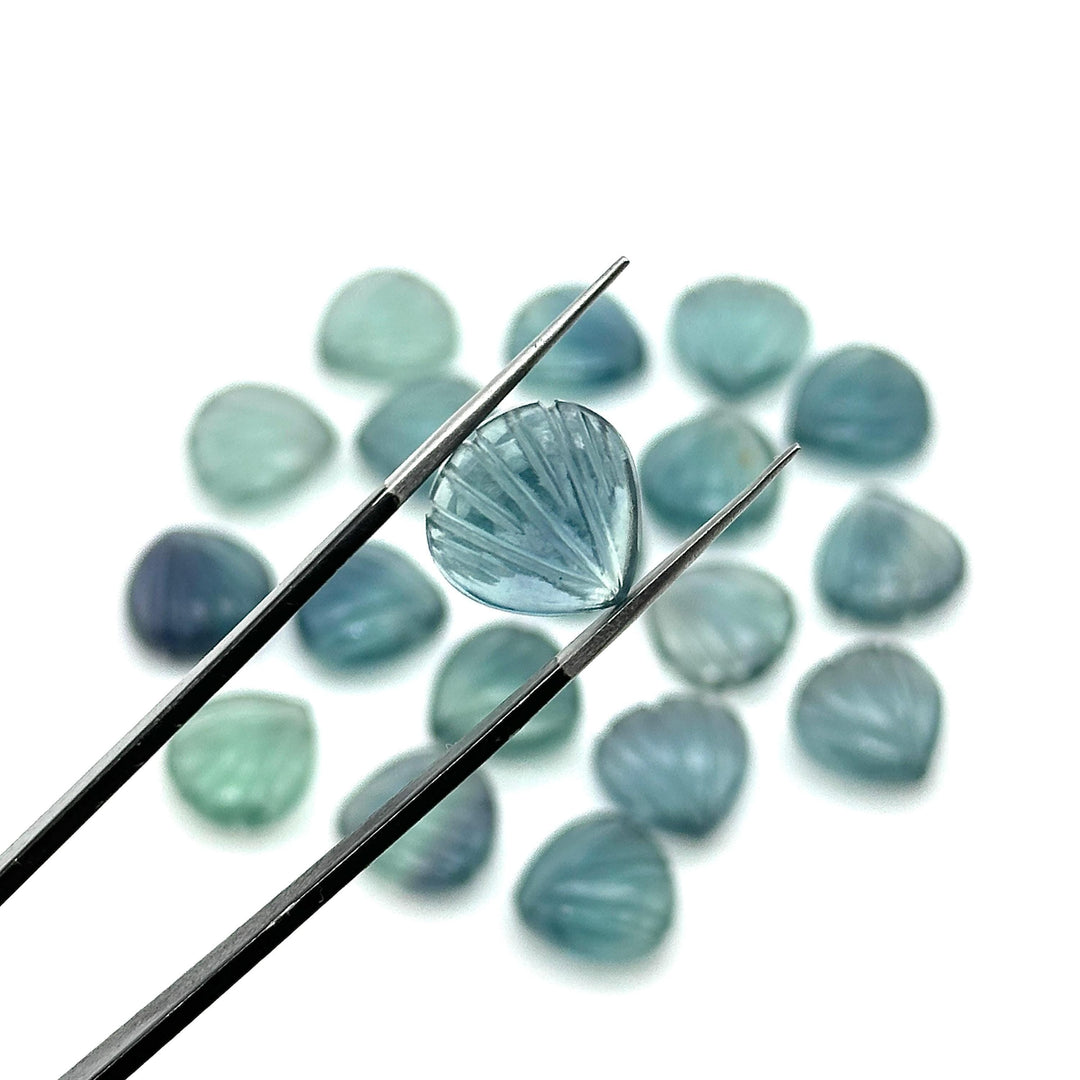 Natural Green Fluorite Seashell Shape Beads, AAA Fluorite Shell Briolette's, Shell Carving Gemstones For Jewelry 12 mm, Shell Charms Beads