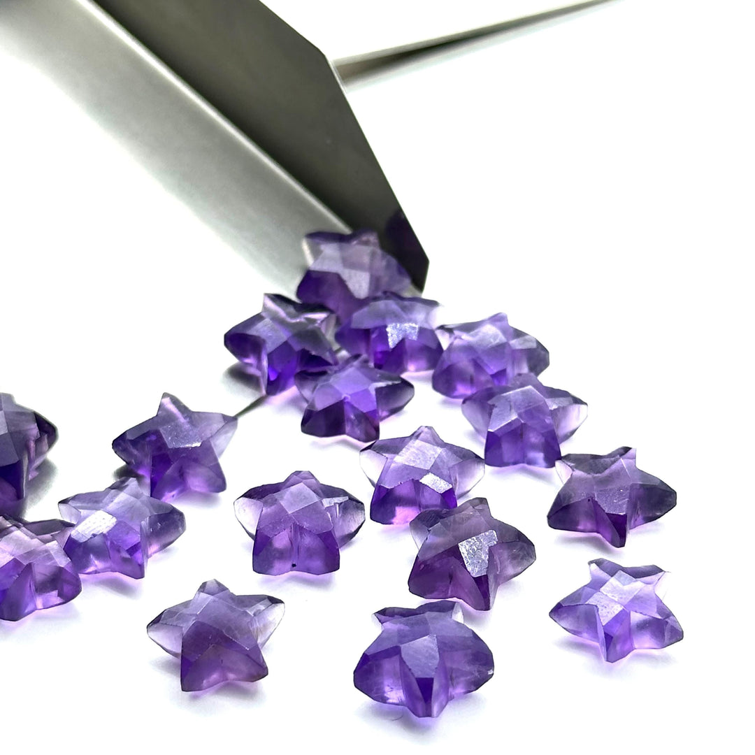 AAA Purple Amethyst Star Shape Briolettes, Natural Amethyst Carved Star Shape Gemstone Beads, Loose Amethyst Star Charms for Jewelry, 10 MM