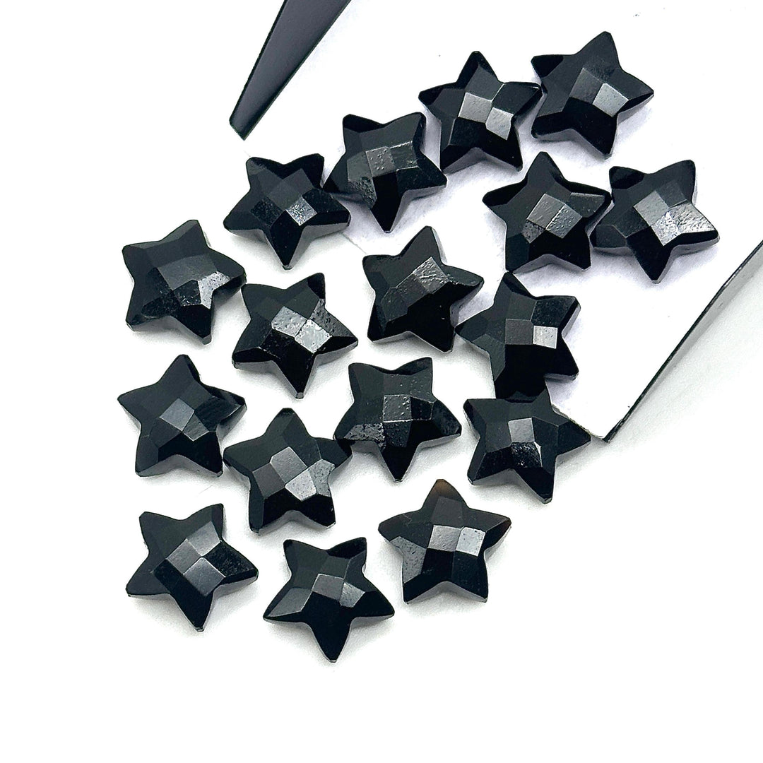 Natural Black Onyx Star Shape Briolettes, Carved Star Shape Beads, Black Onyx Faceted Star Charms, Wholesale Loose Beads for Jewelry, 12 MM