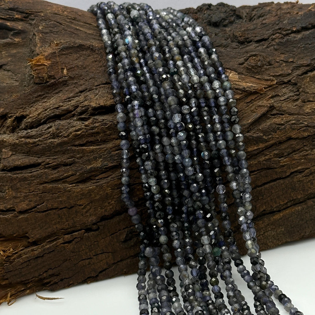 Faceted Iolite Beads: 4mm Round Blue Gemstone Strand, 13 Inch