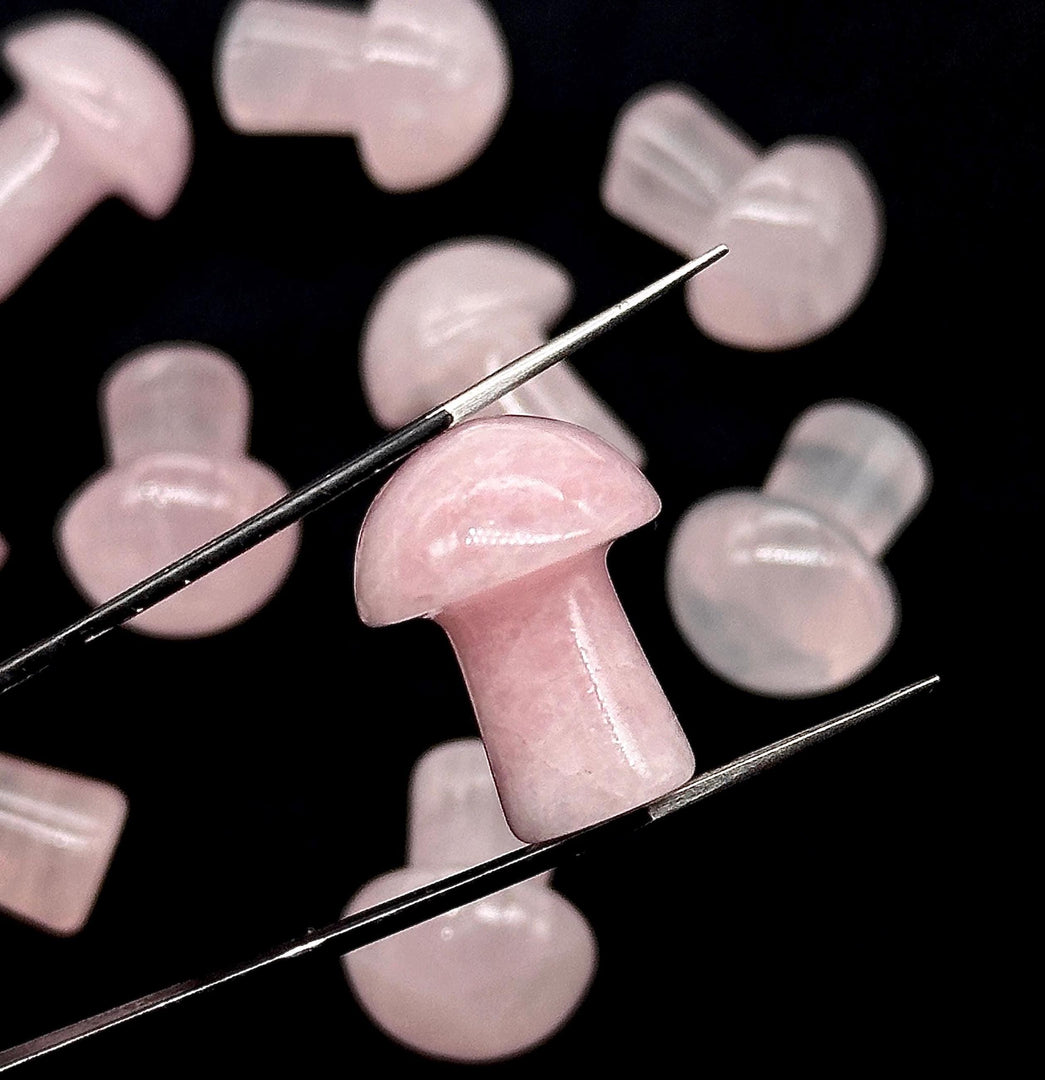 1 pc Mushroom Shape Gemstones, Natural Rose Quartz Mushroom Shape Stone, 22 MM Mushroom Carving Stones, Mushroom Crystal, Healing Crystals