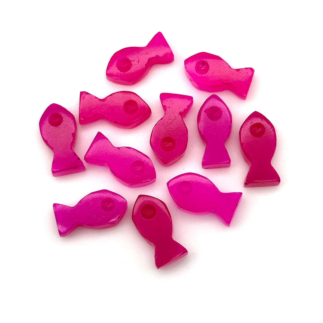 Dazzling Hot Pink Chalcedony Fish Charm Beads, Fancy Fish Shape Carved Gemstone, 7X14 MM Pink Loose Gemstone Fishes For Jewelry Making,