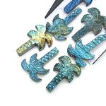 Load image into Gallery viewer, Labradorite Palm Tree Shape Gemstone, Hand Carved Tree Shape Stone, Unique Tree Carving for Jewelry Making, Flashy Labradorite, 28 MM
