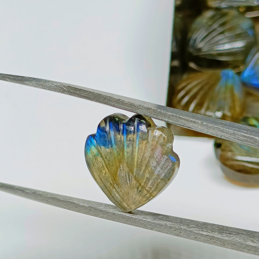 Natural Blue Flashy Labradorite Shell Shape Briolette's, Hand Carved Shell Shape Beads, Shell Shape Gemstone, 12 mm Shell Charms For Jewelry