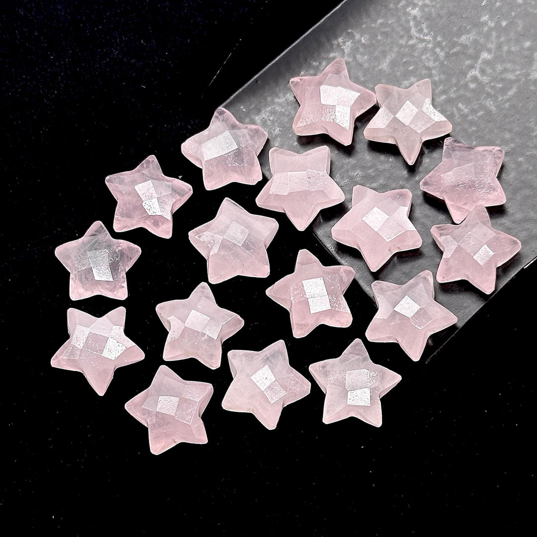 Natural Rose Quartz Star Shape Briolettes, AAA Pink Quartz Faceted Star Charms, Wholesale Loose Beads for Jewelry, 12 MM, Star Crystal Beads