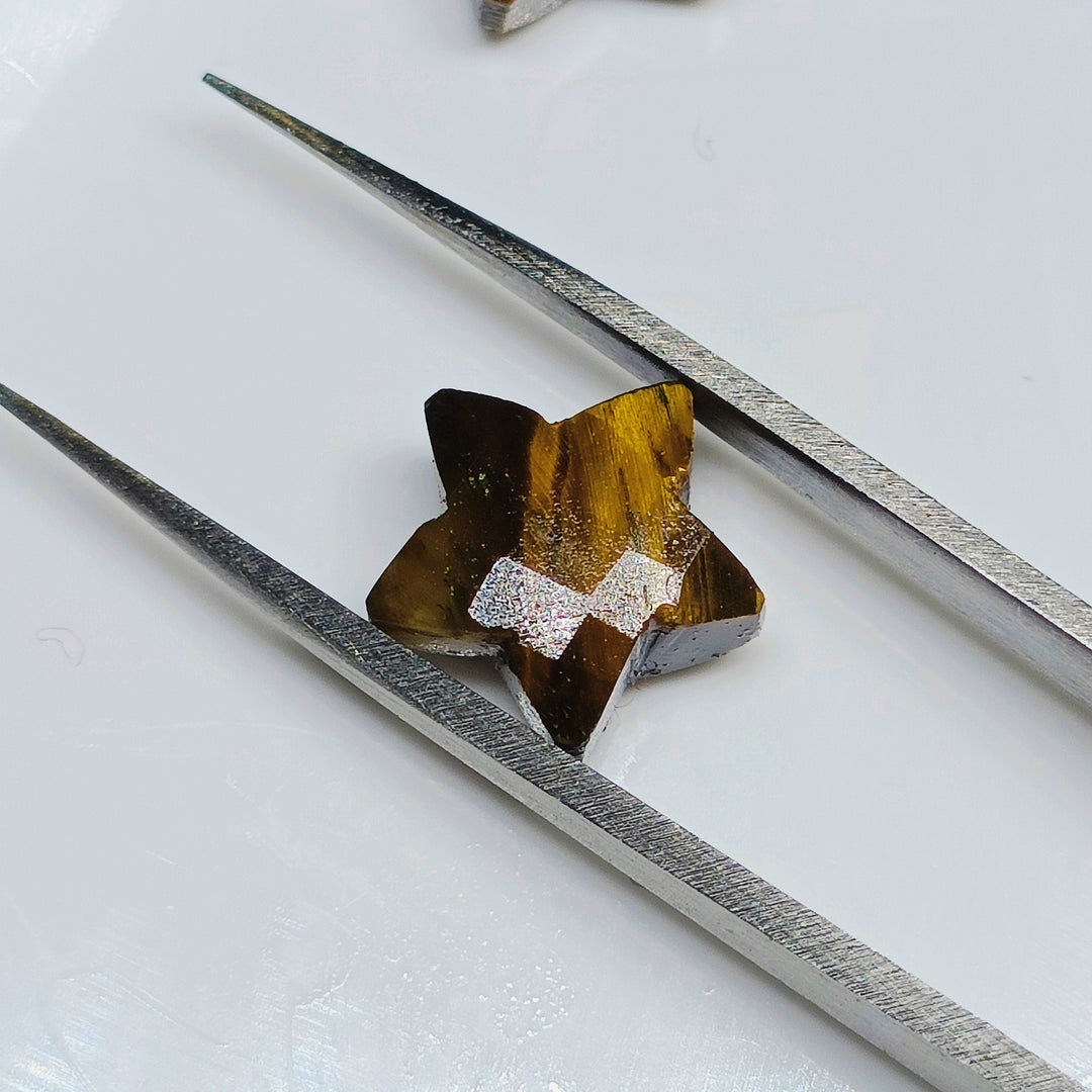 Natural Tiger Eye Faceted Star Shape Briolettes, Hand Carved Star Shape Beads, Loose Star Shape Gemstone for Jewelry, 10 MM Star Charms