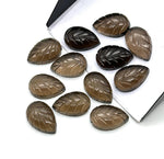 Load image into Gallery viewer, Natural Smokey Quartz Leaf Shape Briolettes, AAA Hand Carved Leaf Shape Gemstone Beads, Smokey Leaf Beads, 14 MM Loose Leaf Charms