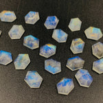 Load image into Gallery viewer, AAA Quality 100% Natural Flashy Blue Rainbow Moonstone Hexagon Shape, Loose Gemstone, rainbow moonstone Gemstone For Jewellery 10X7 mm