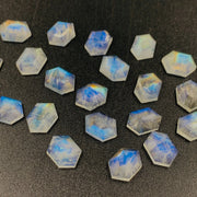 AAA Quality 100% Natural Flashy Blue Rainbow Moonstone Hexagon Shape, Loose Gemstone, rainbow moonstone Gemstone For Jewellery 10X7 mm