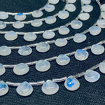 Load image into Gallery viewer, High Quality Natural Rainbow Moonstone Smooth Heart Shape Beads, 10X10 mm Blue Flashy Rainbow Moonstone Loose Beads For Earrings Making