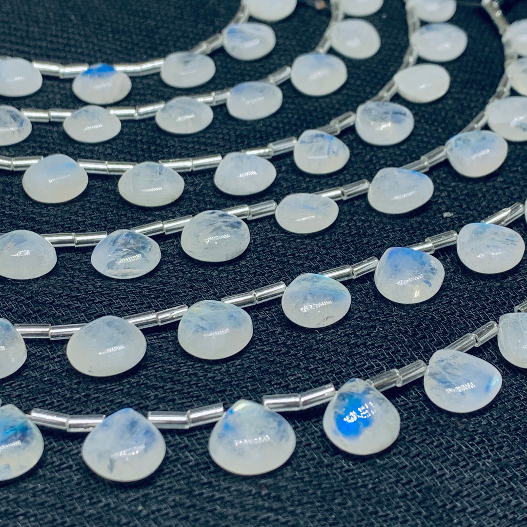 High Quality Natural Rainbow Moonstone Smooth Heart Shape Beads, 10X10 mm Blue Flashy Rainbow Moonstone Loose Beads For Earrings Making