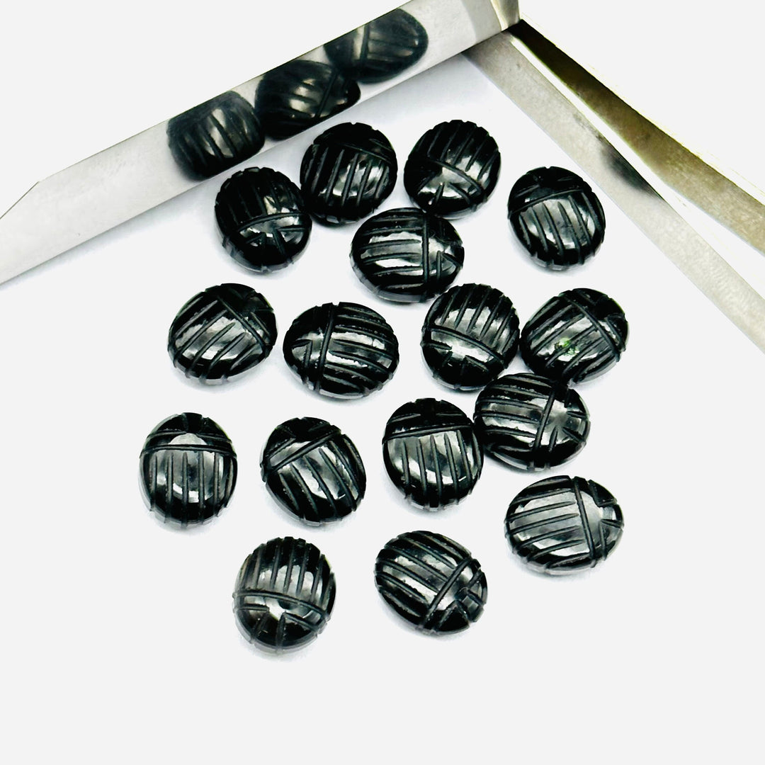 Natural Black Onyx Scarab Shape Gemstone Beads, Black Onyx Beetle Face Carving Beads, Animal Carvings Gemstone Charm Beads, 10X12 MM