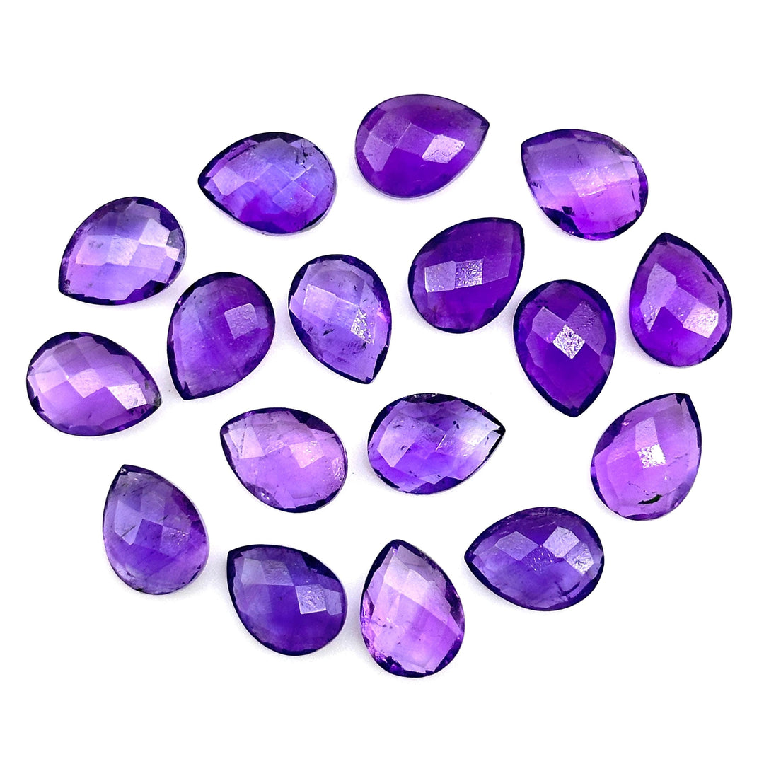 Natural Amethyst Faceted Pear Shape Beads, AAA+ Quality Teardrop Bead, 9X12 MM Briolette's Beads, Matched Pairs, Jewelry Making Beads