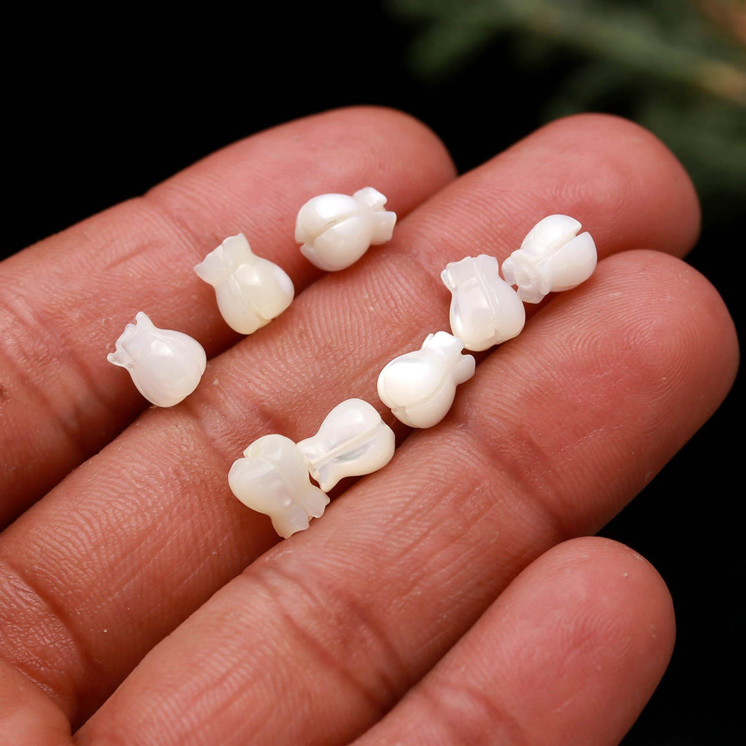 Mother of Pearl Tulip Shape Drill Beads for Jewelry Making, 7 MM Top to Bottom Drill