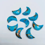 2,3,4,5 Pcs Copper Turquoise Hand Carved faceted Moon Shape Briolettes, Carved Moon Shape Gemstone For Jewellery, Briolettes 12 mm