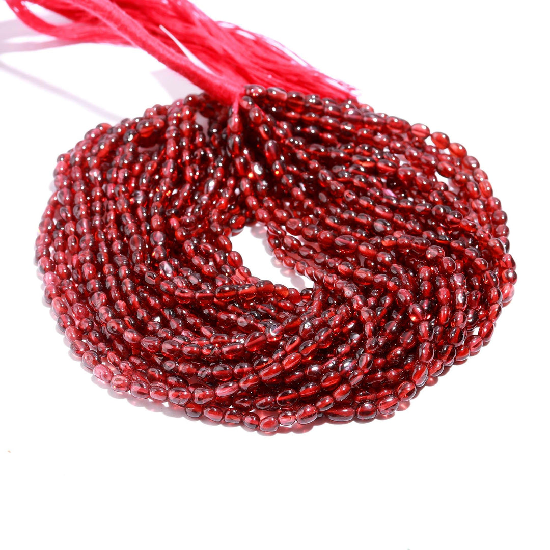 Natural Garnet Oval Shape Beads, AAA Red Garnet Smooth Oval Beads, 4 MM Oval Beads, Wholesale Jewelry Making Beads, 4 Inch Strand