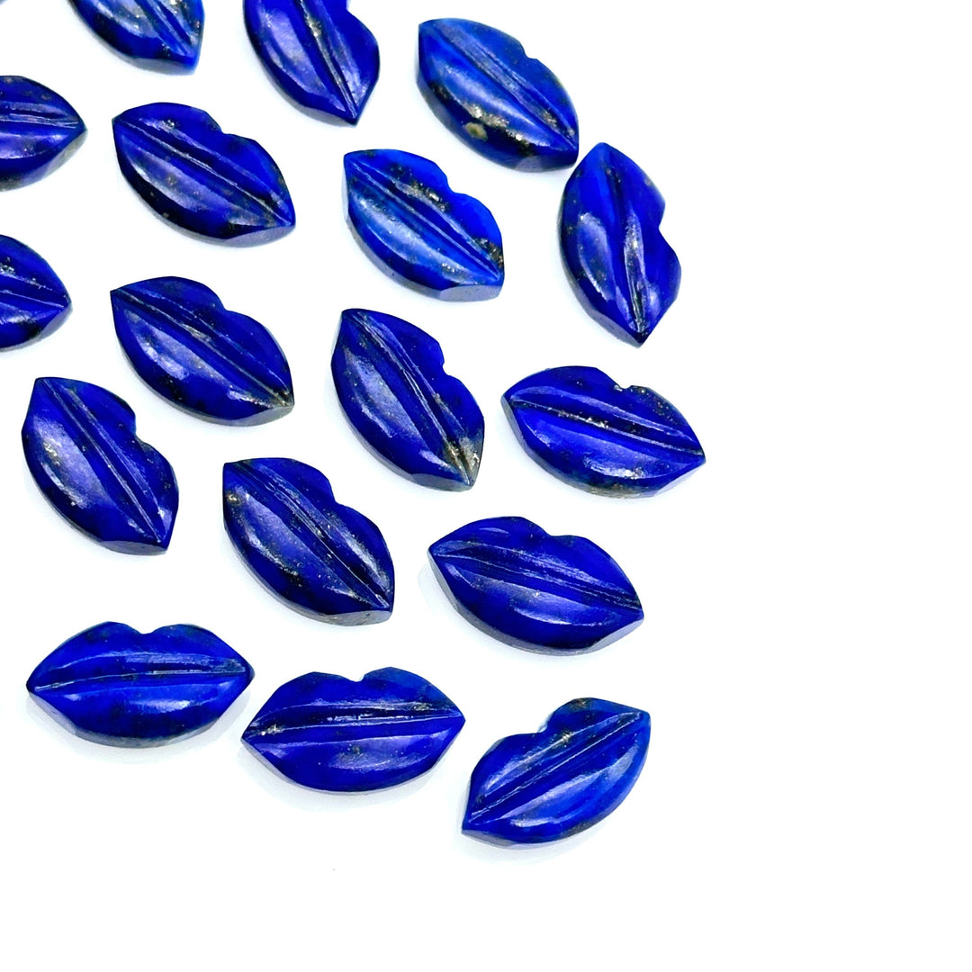 Natural Lapis Lazuli Lips Shape Beads, Hand Carved Lips Shape Gemstone Beads, Lips Shape Fancy Charms, 14X8 MM, Blue Lips Briolettes Beads