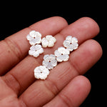 Load image into Gallery viewer, Cute Tiny Pearl Flower for Jewelry Making, Mother of Pearl Flower Shape Carving, Pearl Flowers, Natural Gemstones 8 MM Center Hole Bead 1pc