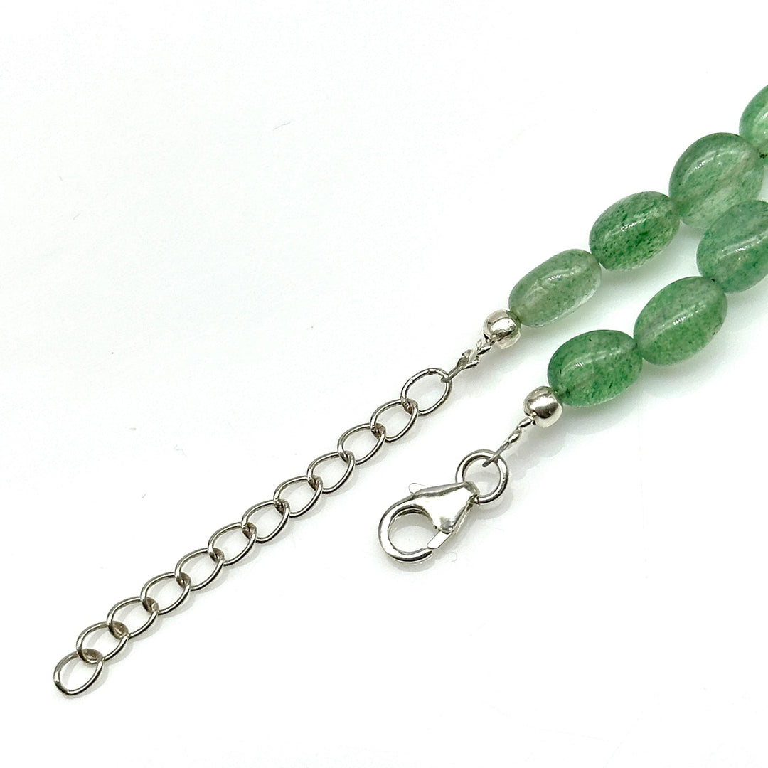 Natural Green Strawberry Necklace, Strawberry Gemstone Beaded Necklace, 925 Sterling Silver Handmade Jewelry, Healing Necklace, Gift for her