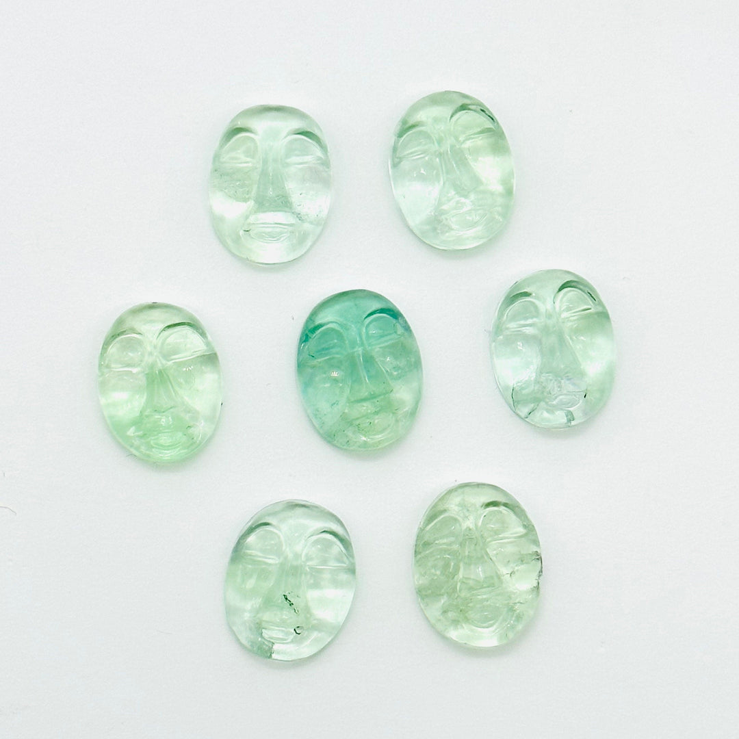 1,2,3,4,5Pcs Natural fluoride oval face Shape Carving,Hand carved fancy face shape Gemstone, fluoride carved Gemstone jewelry Making,18X14mm