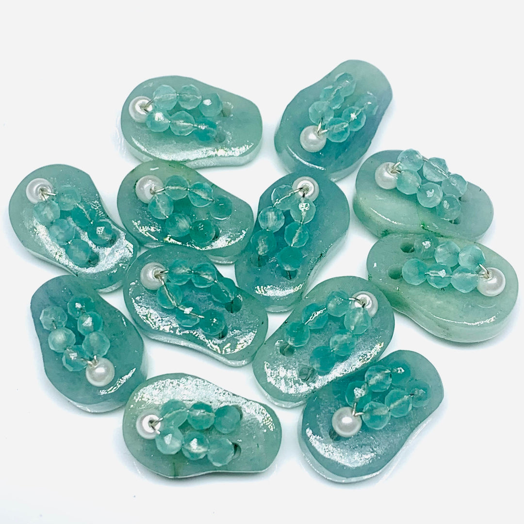 1 Pair, 100% Natural Aquamarine Slipper Shape Gemstone, Carved Gemstone, Loose Gemstone, Slipper Shape Gemstone, Carved Slippers, 18X11 mm