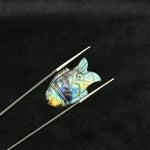 Load image into Gallery viewer, AAA+ Quality Flashy Labradorite Fish Carving Gemstone, Hand Carved Fish Shape Gemstone, 17X26 MM Fish Charm For Jewelry, Both Side Carved