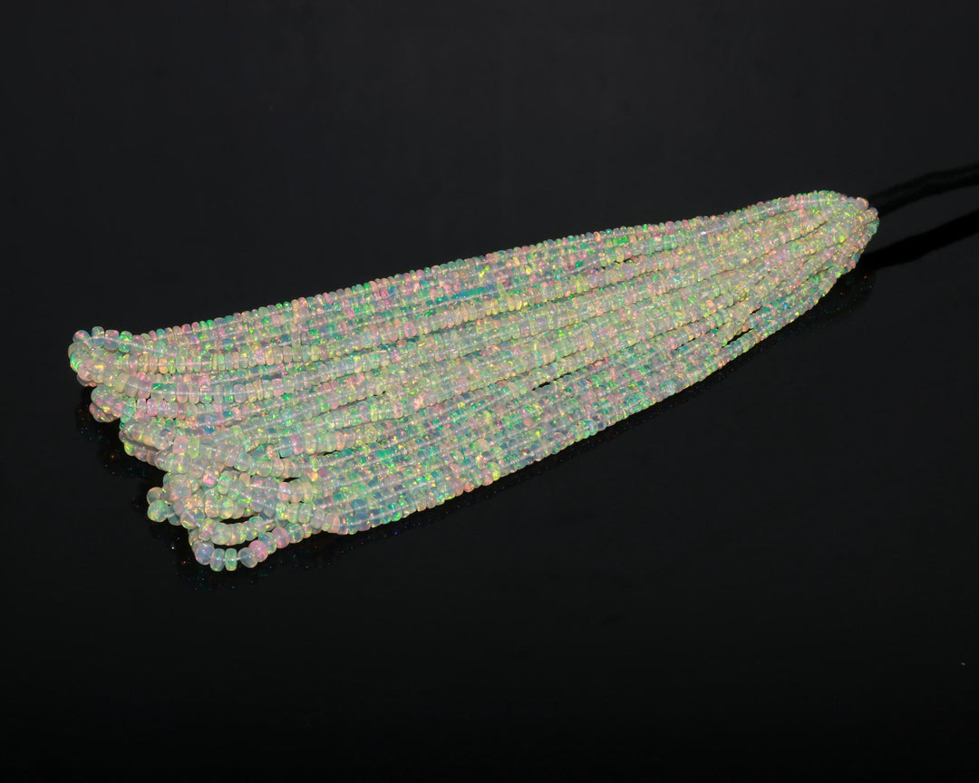 Ethiopian Opal Rondelle Beads: Flashy White Opal Jewelry, 3-5.5mm