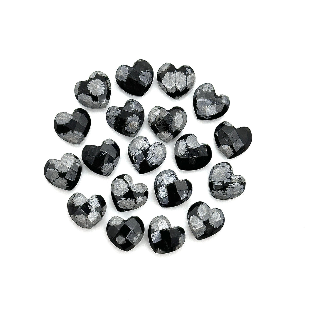 Snowflake Obsidian Heart Shape Briolette's, Faceted Heart Shape Beads, Jewelry and Craft Wholesale Beads 8 MM, Hand Carved Gemstones