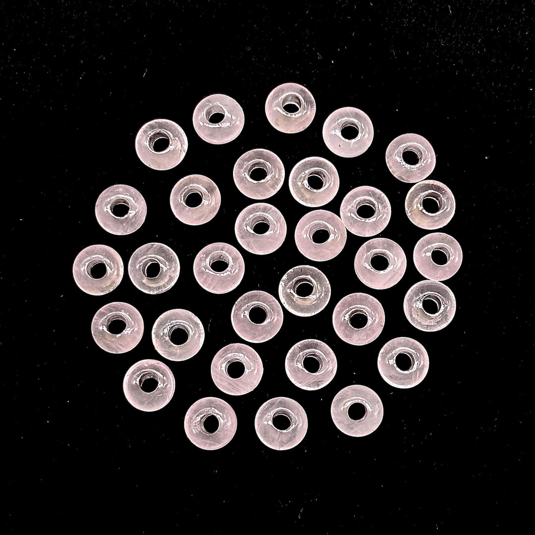 Natural Rose Quartz Donut Shape Carving, AAA Pink Quartz Donut Shape Beads, Loose Donut Shape Charm Beads, Energy Healing Stones, 6 MM