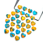 Load image into Gallery viewer, Beautiful Oyster Copper Turquoise Heart Shape Beads, Faceted Orange Turquoise Hearts, Carved Gemstones, 8 MM Jewelry Making Heart Charms