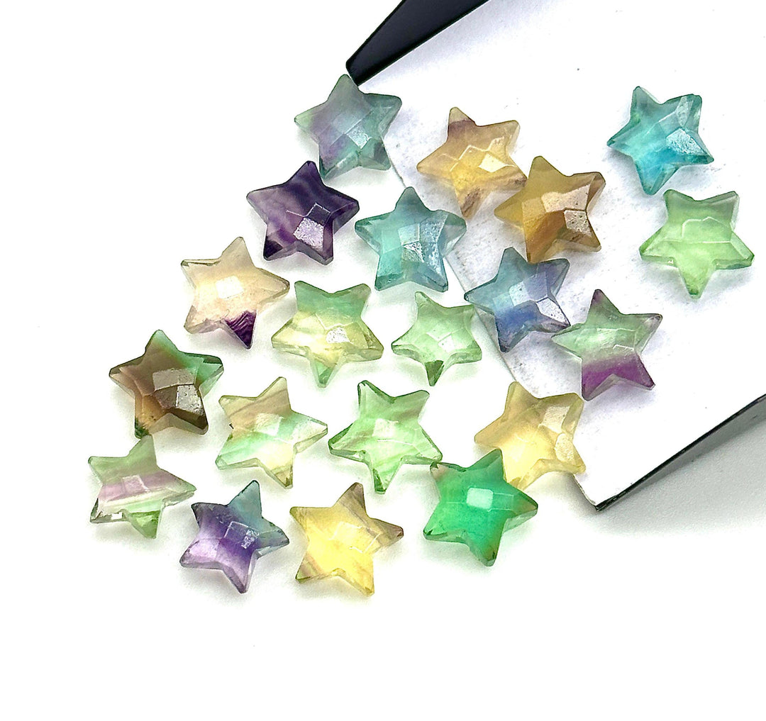 High Quality Multi Fluorite Star Shape Briolette's, Fluorite Faceted Hand Carved Star Shape Beads, Star Shape Loose Charm Jewelry Beads 10MM