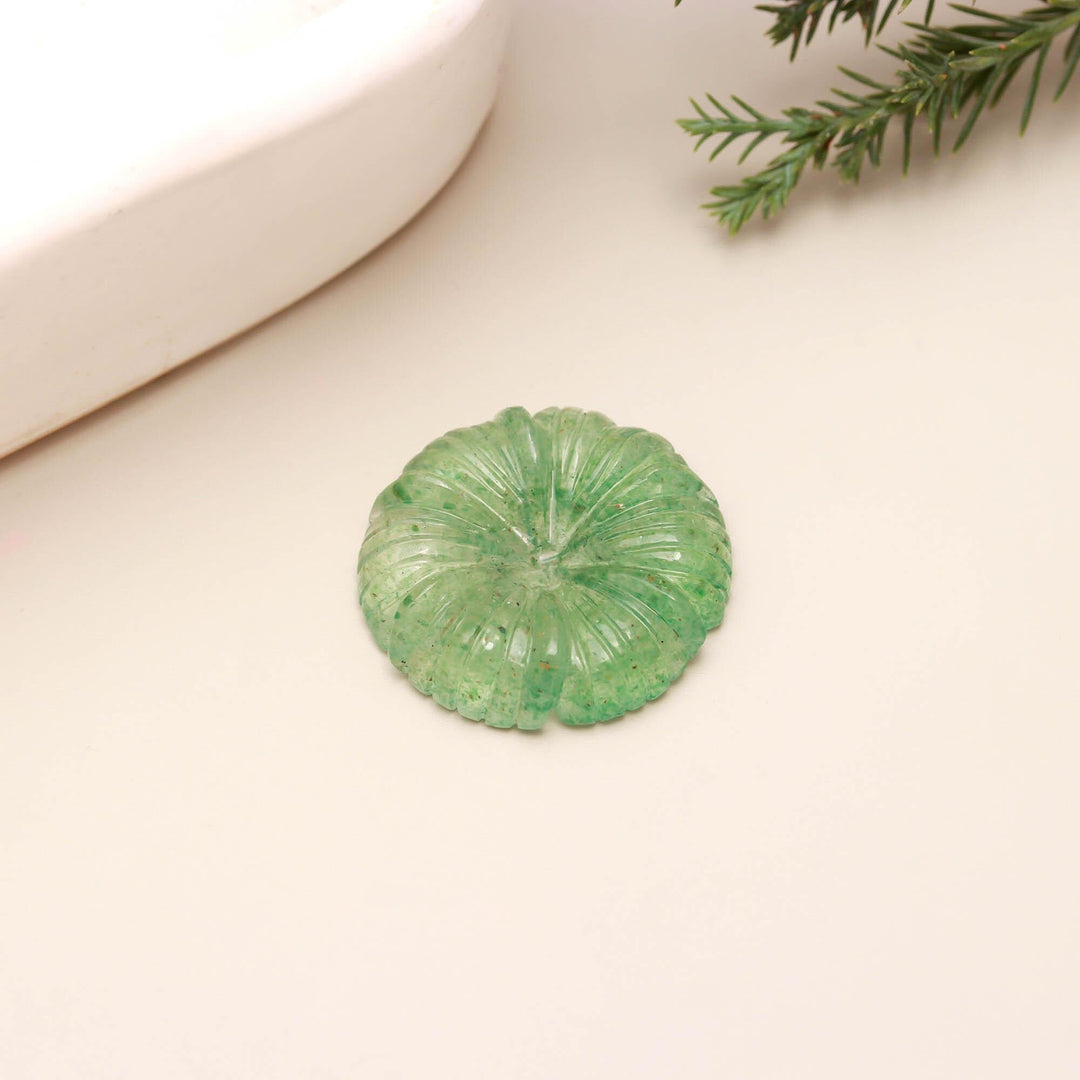 AAA Green Strawberry Hand Carved Flower Shape Stone, Flower Charms, 25 MM Reiki Healing Crystal Gifts, Floral Gemstones for Home Decor