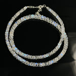Load image into Gallery viewer, High Quality Rainbow Moonstone Beaded Necklace, Flashy Faceted Rondelle Beads Necklace, 4-6 MM Blue Fire Rainbow Gemstone Silver Necklace