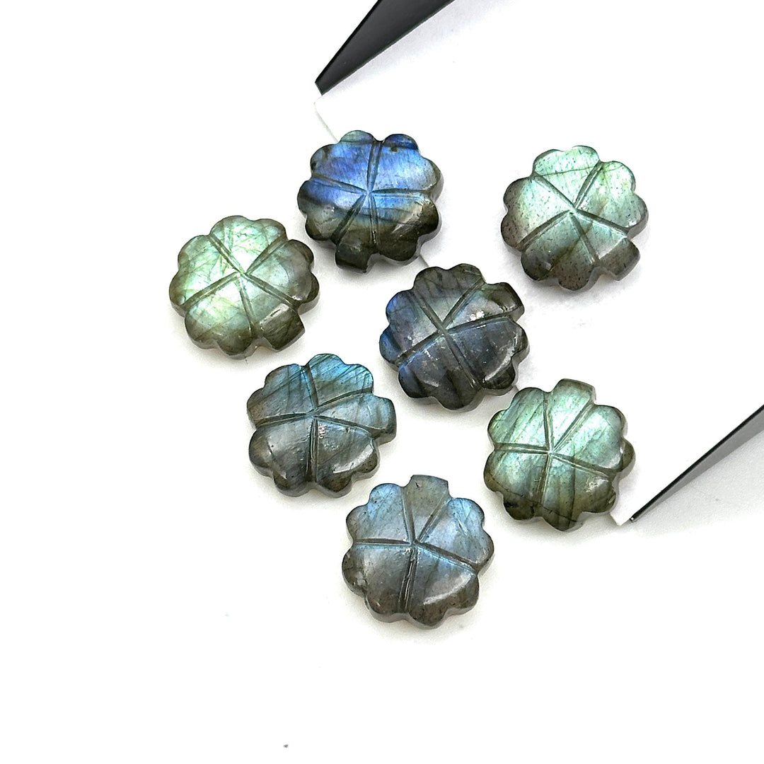 Carved Labradorite Flower Shape Beads, Natural Labradorite Flower Carving Stone, Wholesale Jewelry & Craft Charms, 14 MM Healing Labradorite