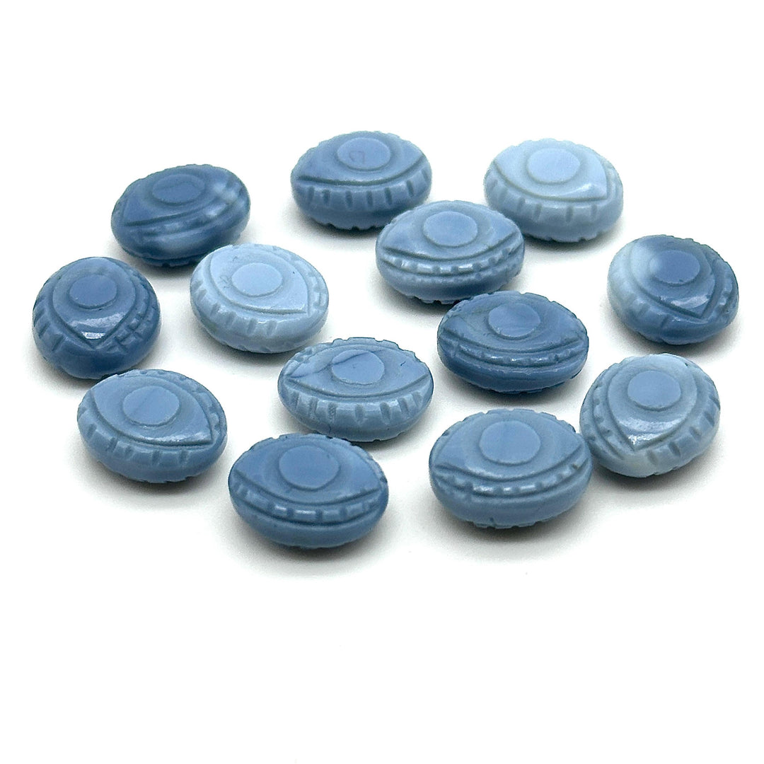 Blue Opal Evil Eye Gemstone Beads, Hand Carved Briolettes (12mm)