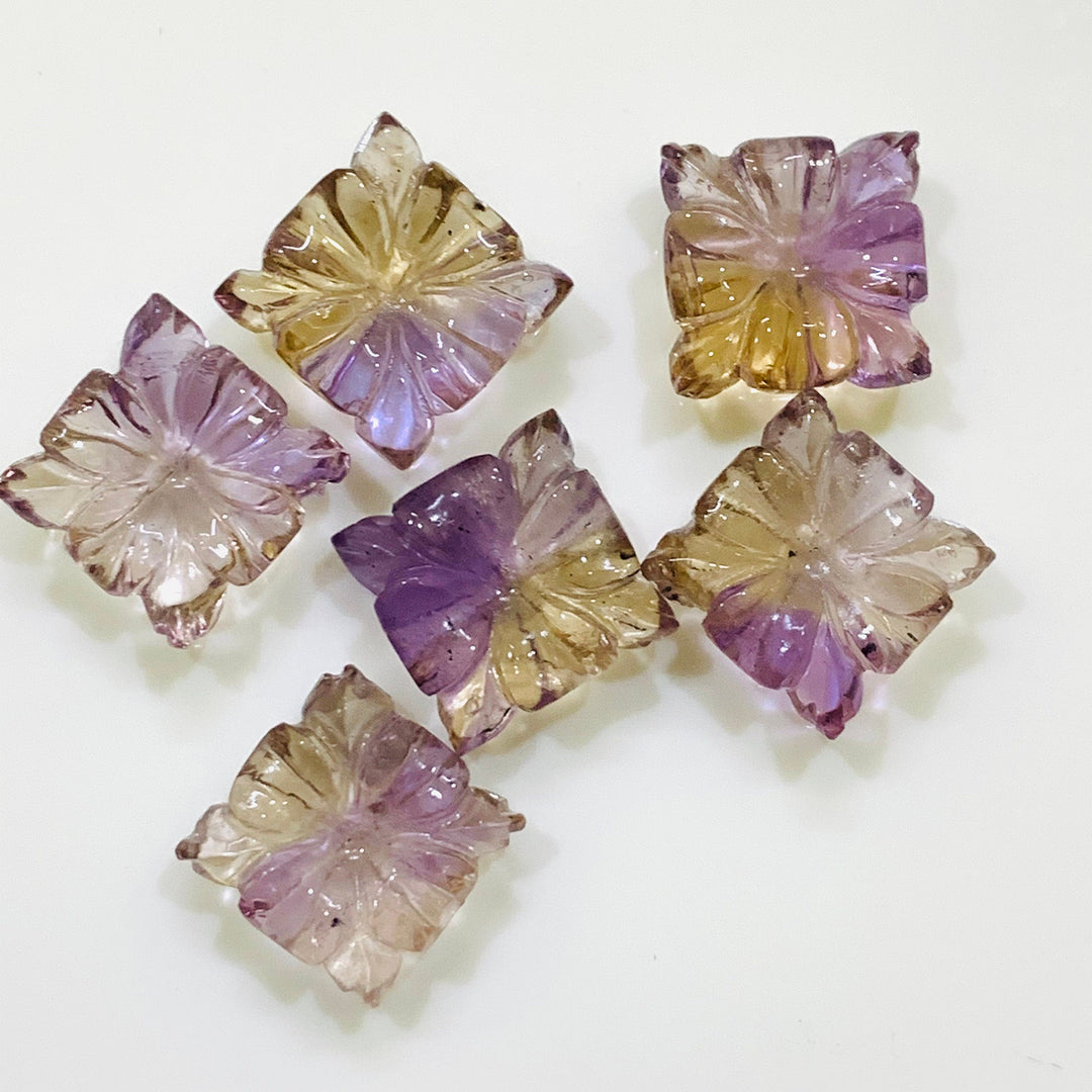 1,2,3,4,5 pcs 100% Natural Ametrine Fancy Shape Carved Gemstone, Fancy Shape Carving, Carved Gemstone For Jewellery 12.3 mm