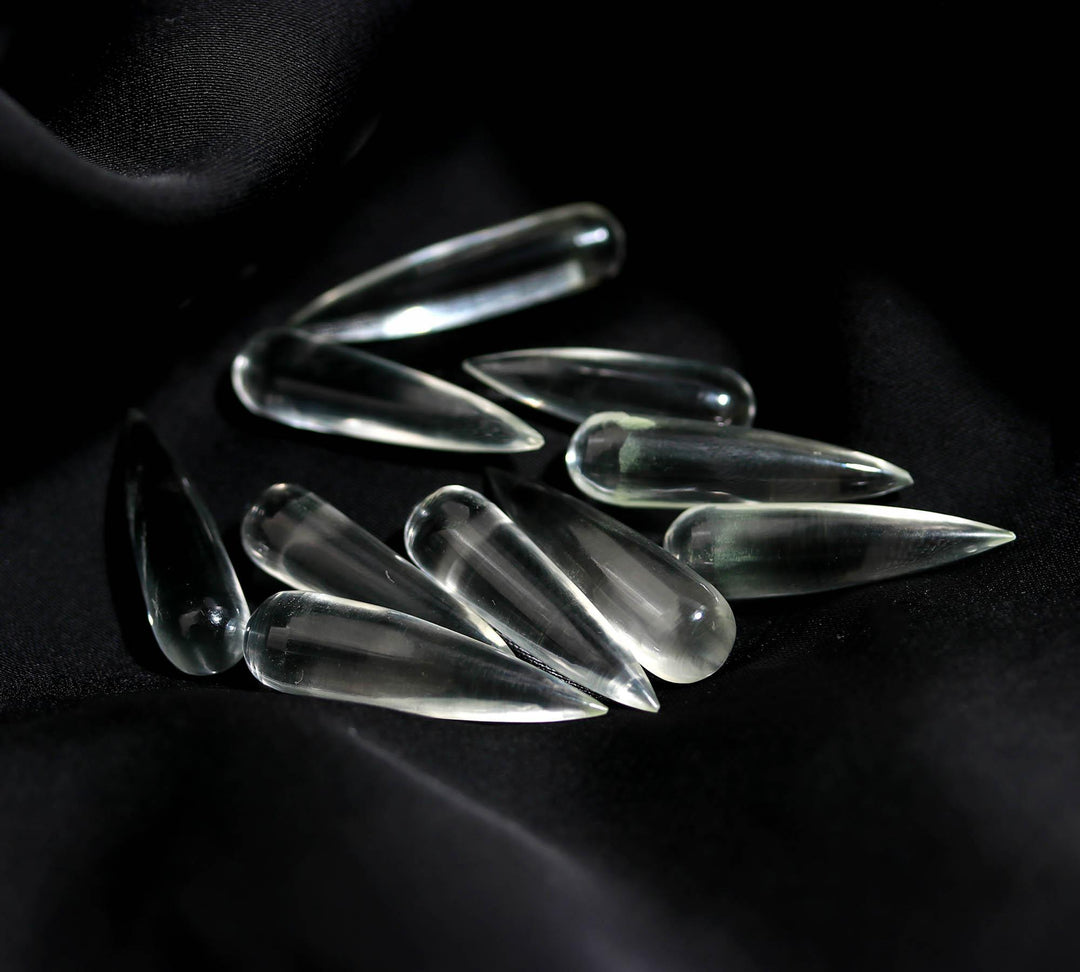 Crystal Quartz Long Drop Shape Briolette's, Smooth Teardrop Beads 7X28, MM Clear Drops for Earring Making, Loose Drops on Wholesale
