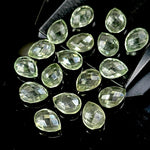 Load image into Gallery viewer, AAA+ Quality Green Amethyst Faceted Pear Shape Beads, 9X12 MM Green Briolette's Beads, Matched Pairs, Jewelry Making Pear Shape Beads